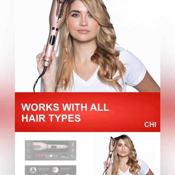 CHI BRAND NEW IN SEALED BOX SPECIAL EDITION ROSE SPIN N CURL CURLING IRON - Picture 7 of 9